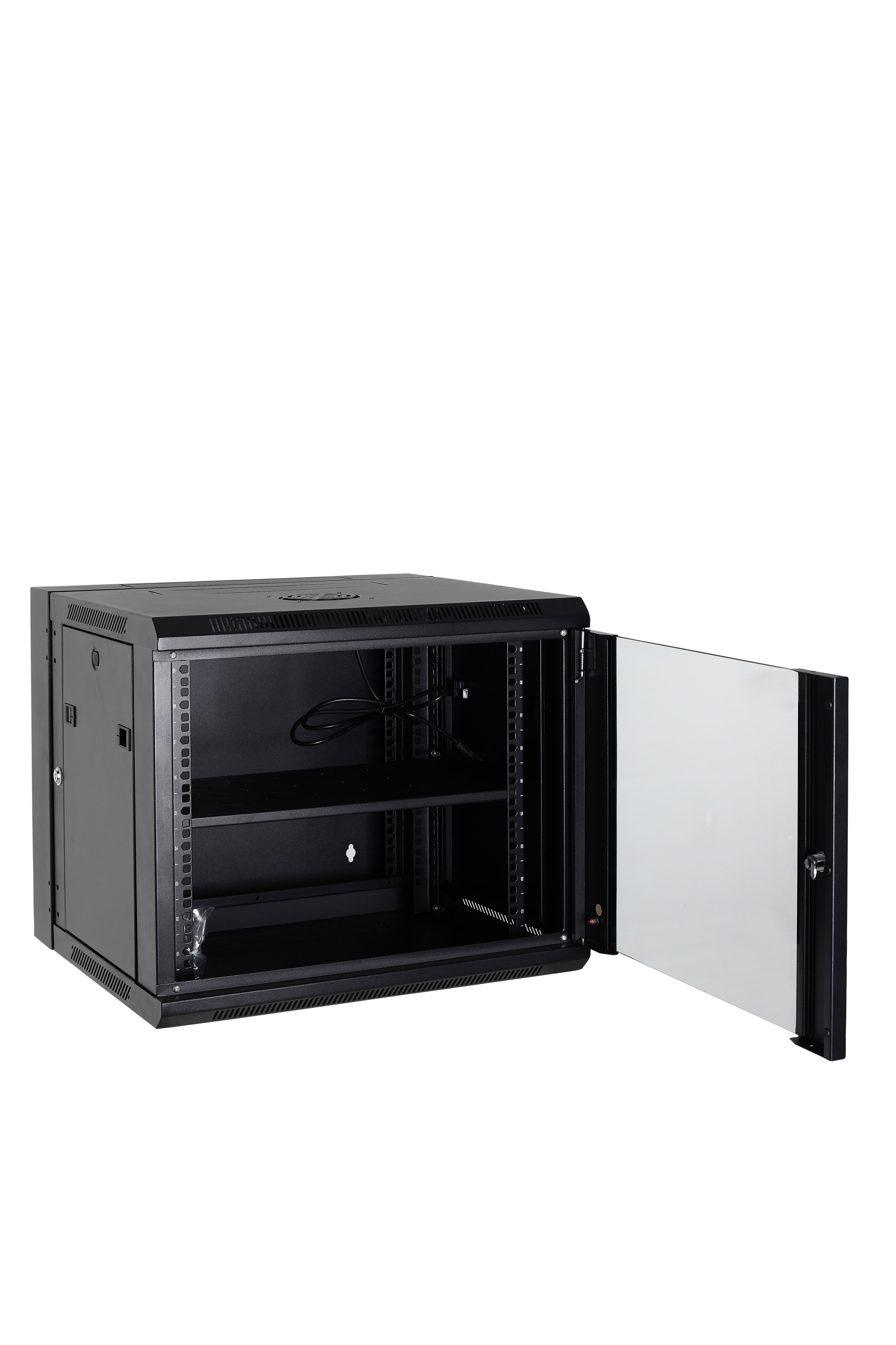 19 Inch Wall Mount Network Cabinets, Glass Door, Black Or Grey Color, SPCC Material, Double Section