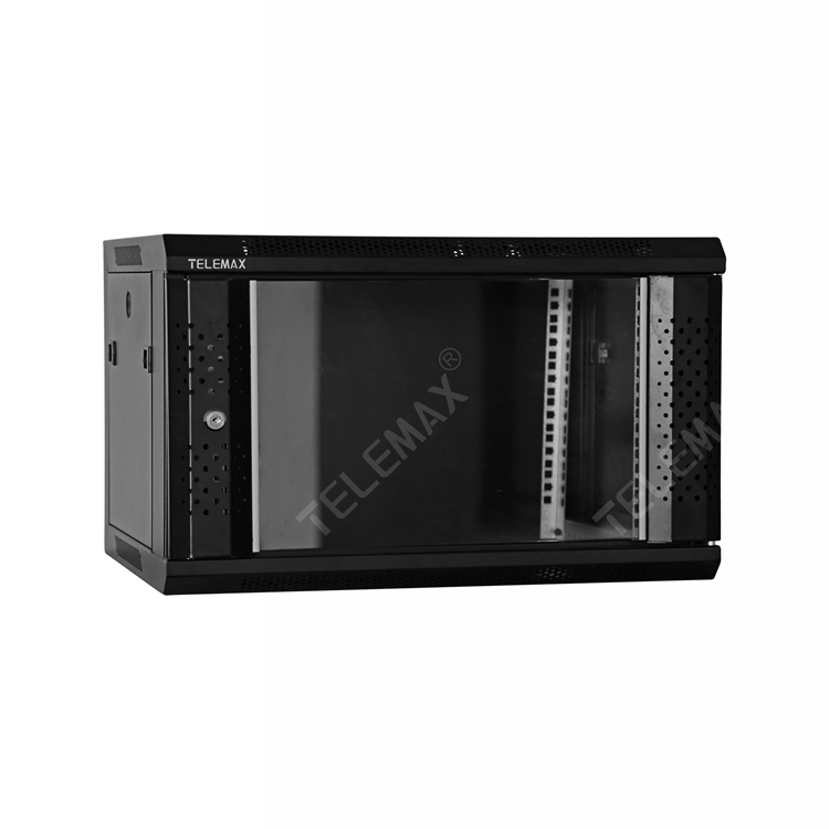 19 Inch Wall Mount Network Cabinets, Glass Door, Black Or Grey Color, SPCC Material, Single Section