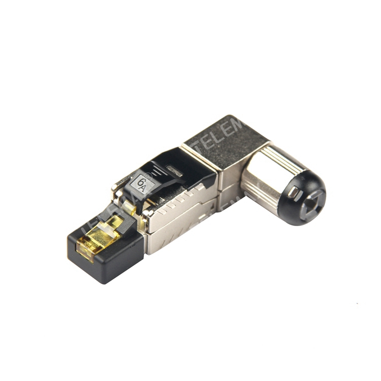 CAT6/CAT6A/CAT8 RJ45 FTP Angled Toolless Connector