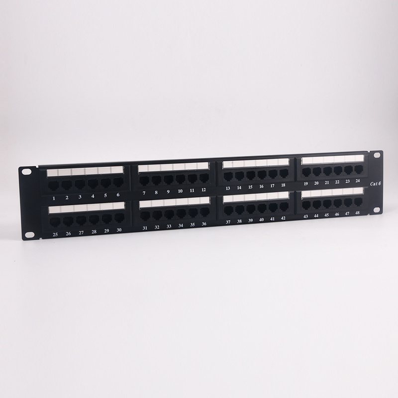 2U 19'' 48 Ports Cat 6 UTP PCB Patch Panel Dual IDC with Back Bar, Golden plating 50u''
