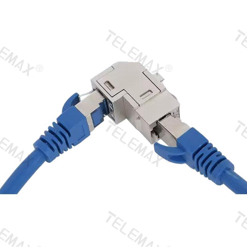CAT6A STP Pass-through Keystone Coupler Angled